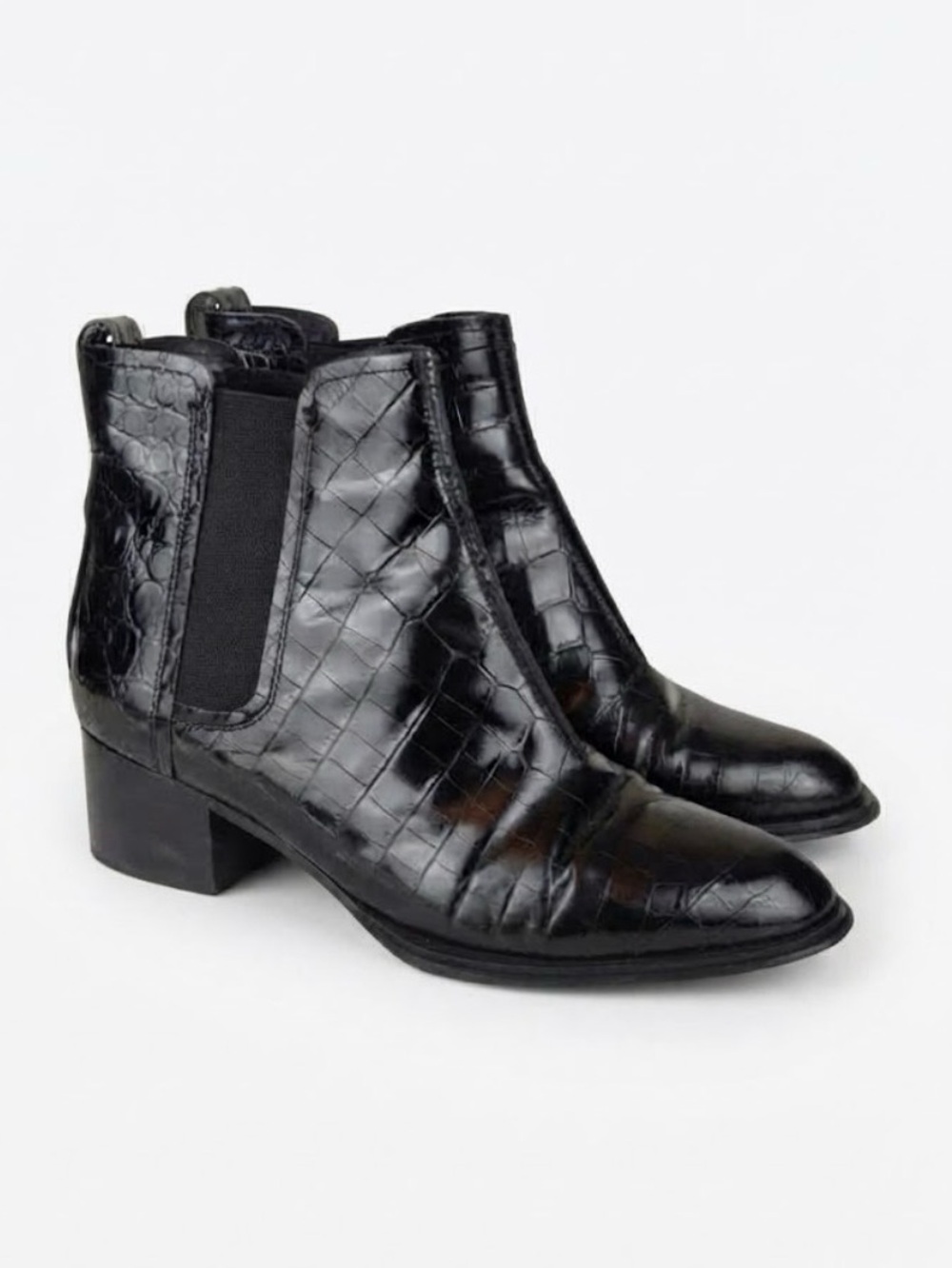 rag & bone Black Croc-Embossed Chelsea Ankle Booties